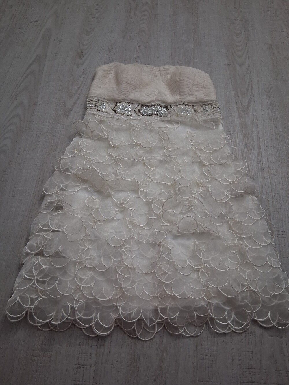 Sue Wong Strapless Chiffon & Organza Sheath Dress Sz 10
